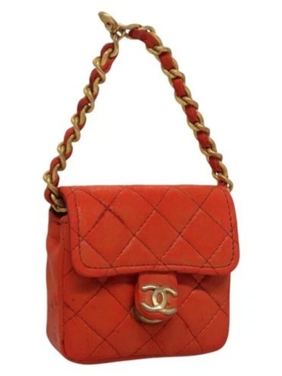 CHANEL Handbags - CHANEL Mini Mini Matelasse Charm Lamb Skin Orange CC Auth BD1634